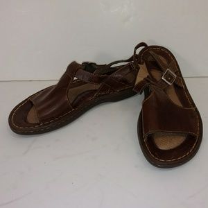 Born Brown Leather Open-Toe Sandals